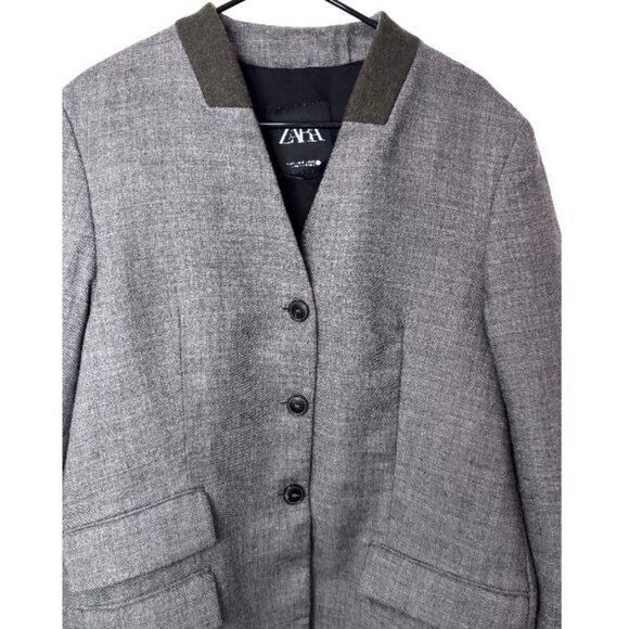 Zara Collection grey tailored oversized wool blazer size M - Picture 6 of 11